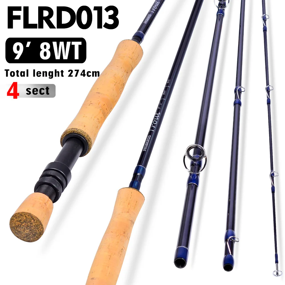 1PC 9FT 2.7M 4 Section Line 6wt 8wt Japan Spinning Carbon Fiber Fly Fishing Rod Soft Cork Handle Fly