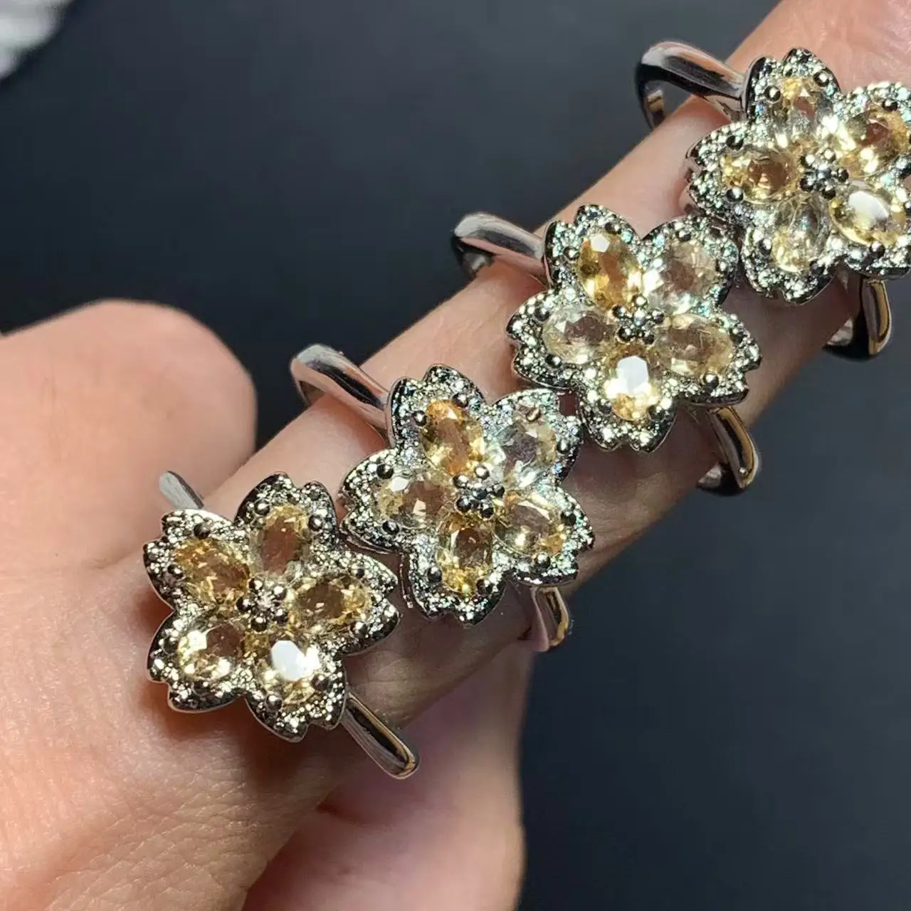 MM Natural Citrine Ring Adjustable Female Ring Jewelry for Women Gift Wholesale High Quality Vintage Fine