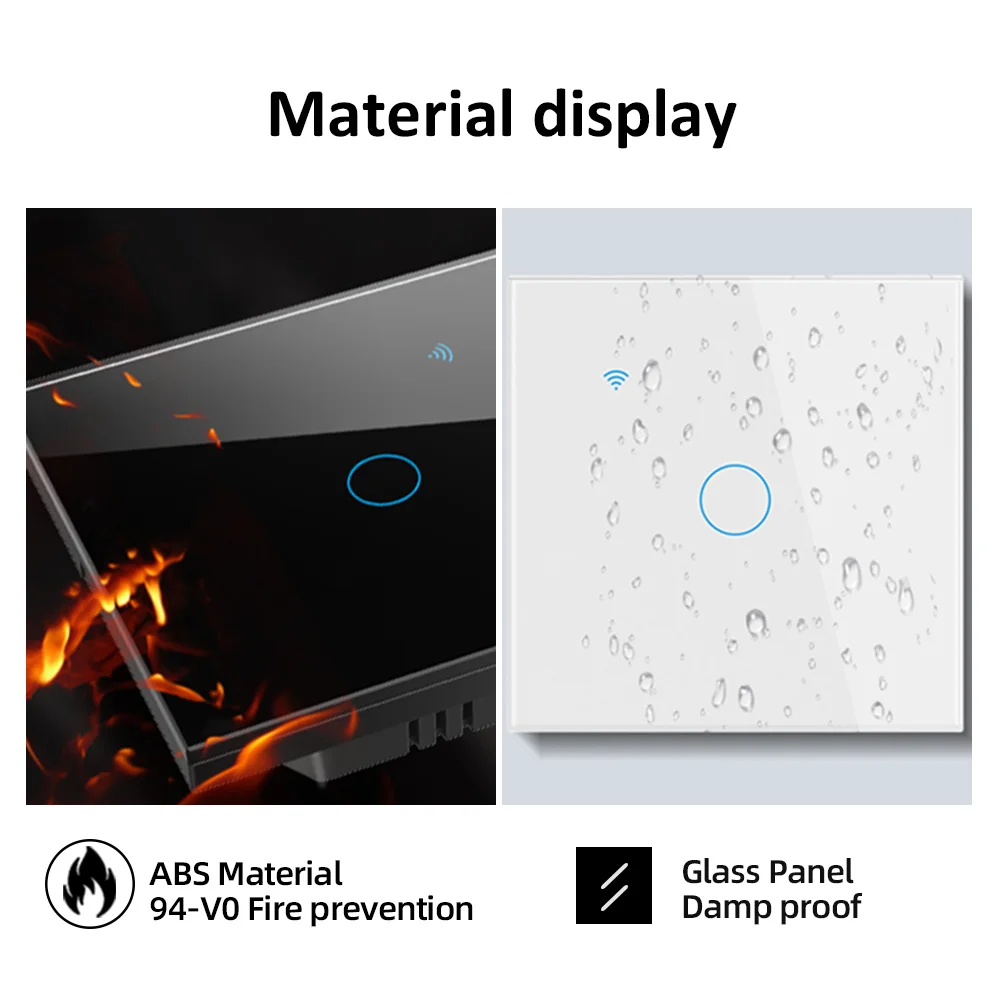 UBARO EU Standard Zigbee Smart Wall Touch Switch 220V LED Backlight Glass Panel Works With Google Home Tuya Alexa Voice Control