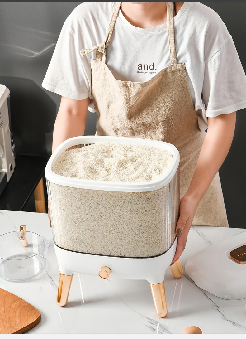 Rice Storage Bucket With Lid Press Type Automatic Rice Output Insect Proof And Moisture Proof Rice Storage Box 10 Undefined
