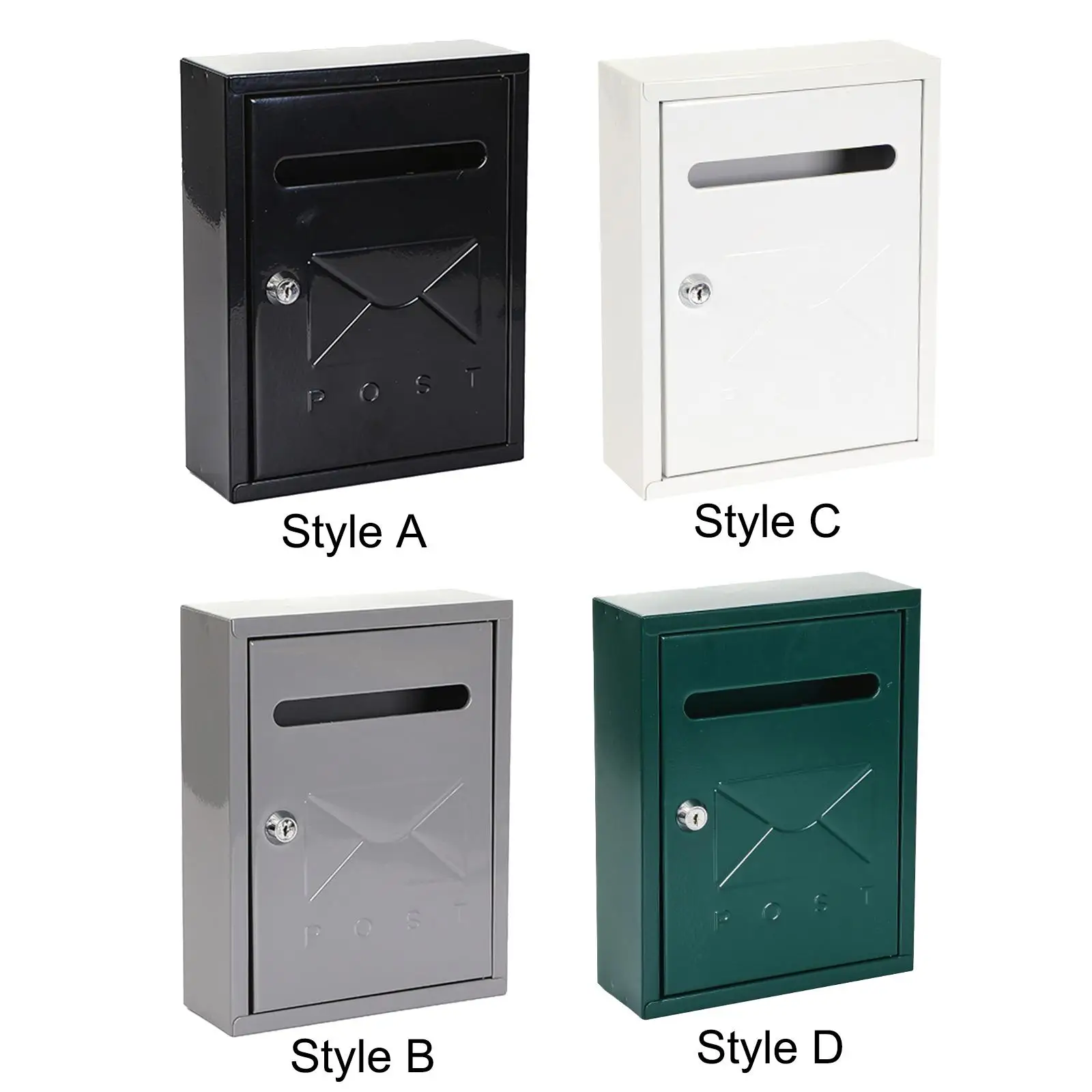 Wall Mounted Locking Drop Box Mailbox Multifunctional with Slot 20x7.5x26cm for Envelopes Magazines Simple Assembly Heavy Duty