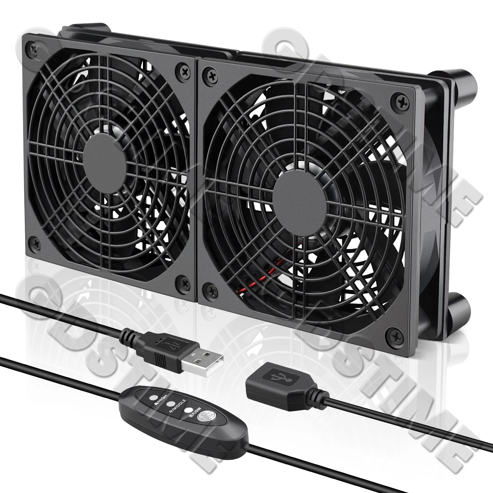 Cooling Fan 5V USB Router Fan 80mm 92mm 120mm 140mm DIY TV Box Ball/Sleeve Cooler W/Controller & Protective Net Desktop