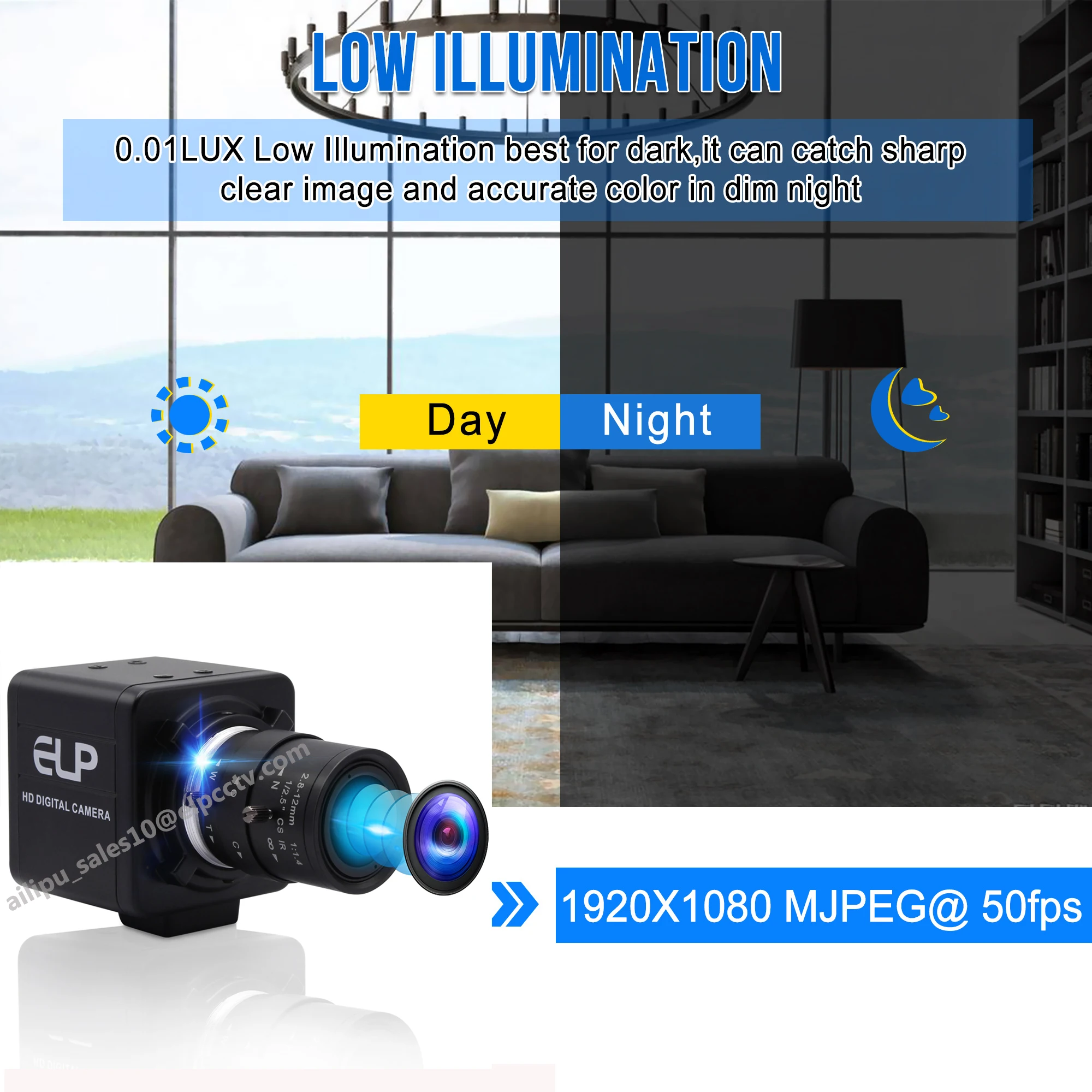 ELP 1080P USB 3.0 Webcam Manual Varifocal CS Lens IMX291 Low Light Camera 2MP 50fps High Speed Zoom USB PC Camera For Computer 4