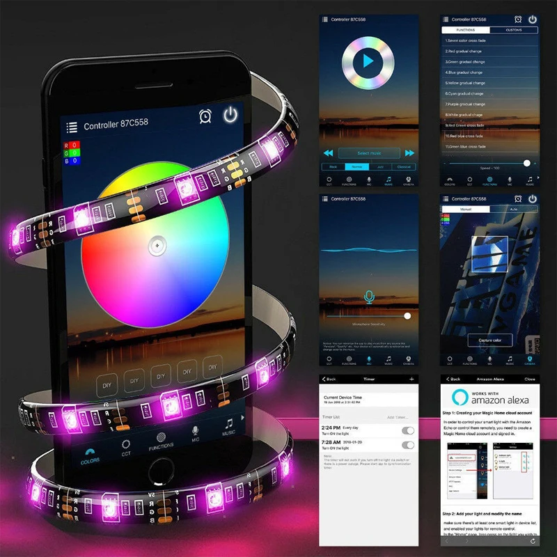 Background Atmosphere Light Strips 5050rgb Color Bluetooth 5v Light Set TV Bedside Bar Atmosphere