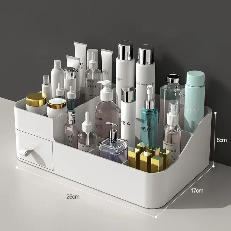 1pc Large Capacity Makeup Organizer for Vanity Desk Organizer with Drawers for Cosmetics Lipsticks Jewelry Care Skincare 2