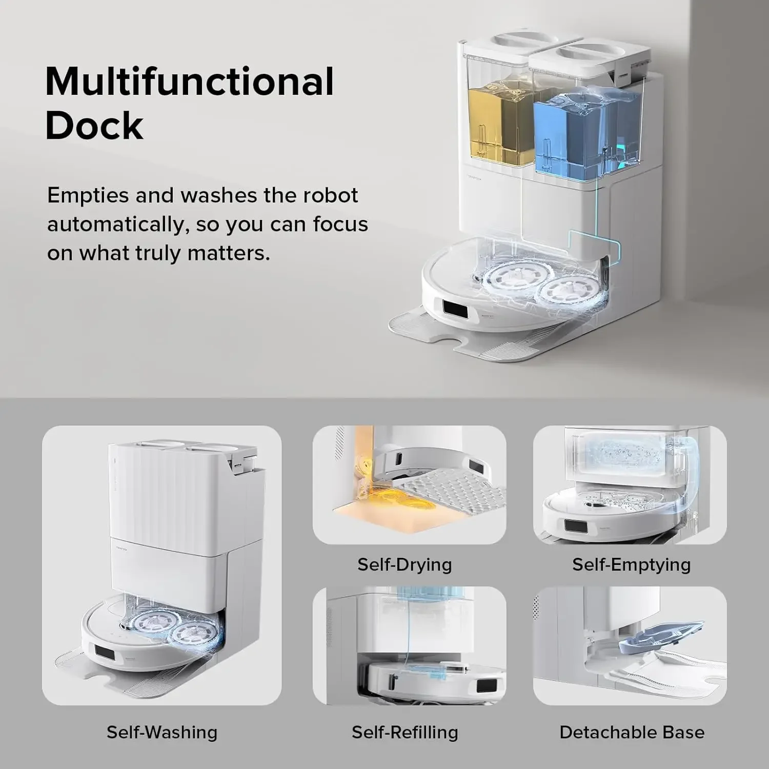 Qrevo S Robot Vacuum and Mop Self-Drying Auto Mop Washing 7000Pa Suction Self-Emptying & Refilling 10mm Mop Lifting 5