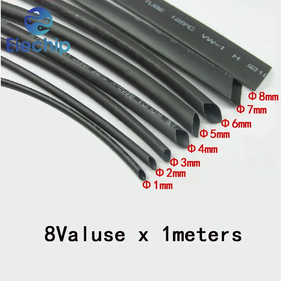 Heat-shrink Tubing 8 Meter/set 1/2/3/4/5/6/8/10mm 2:1 Black Shrink wrapping Heat Shrink for Cables DIY Connector Wire Kit heat shrink tubing,wiring connector,wire connectors