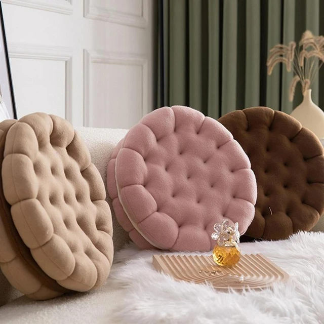 Round Comfort Pillow Futon Thick Cushion Button Decorative Cushion