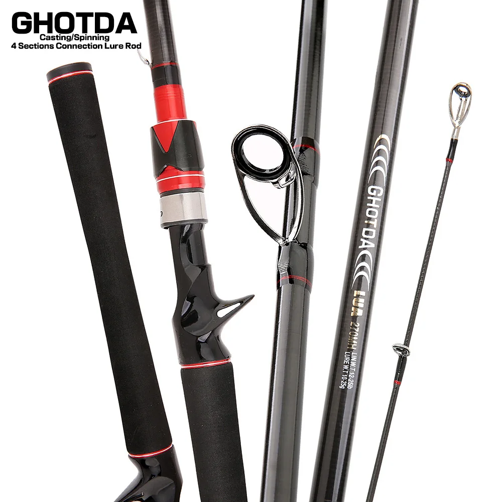 GHOTDA Travel Fishing Rod 4 Sections Spinning/Casting Ultralight  High-elasticity Carbon Fiber Fishing Rod for Winter Fishing