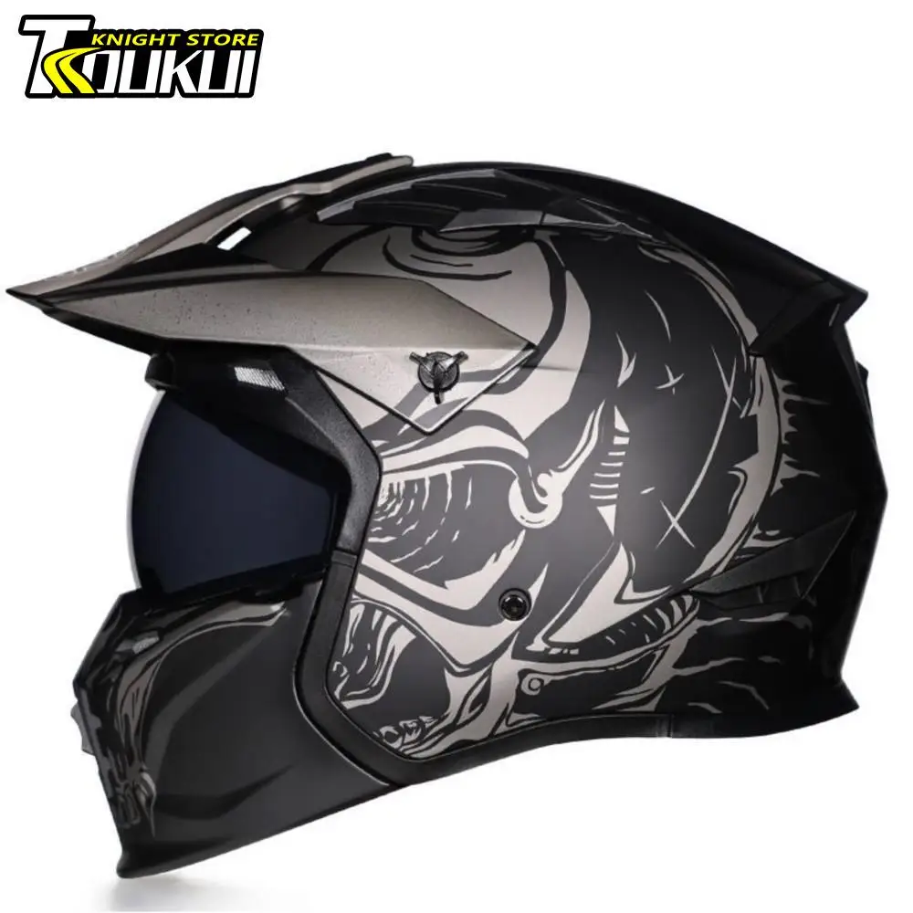 Caschi Per Casco Moto Casco Modulare Casco Moto Motocross Casco Integrale Staccabile Combinazione Casco Mezza Aperta Dot Approvato