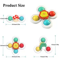 3PC Set Suction Cup Spinning Cartoon Animal Spinner Toys For Kids Window High Chair Tray Bath Table Travel for Children Gift 2