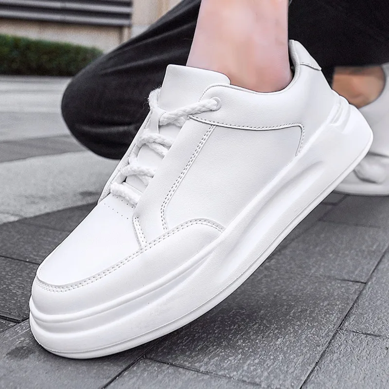 

Men's Sneakers Casual Sports Shoes for Men Lightweight PU Leather Breathable Shoe Mens Flat White Tenis Shoes Zapatillas Hombre