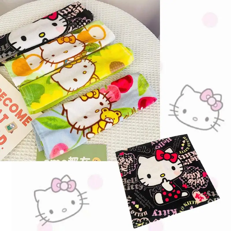 Serviette de plage en coton doux Kawaii Hello Kitty Sanurgente, fournitures  de cuisine, lavage des mains, visage, dessin animé, impression mignonne,  accessoires - AliExpress