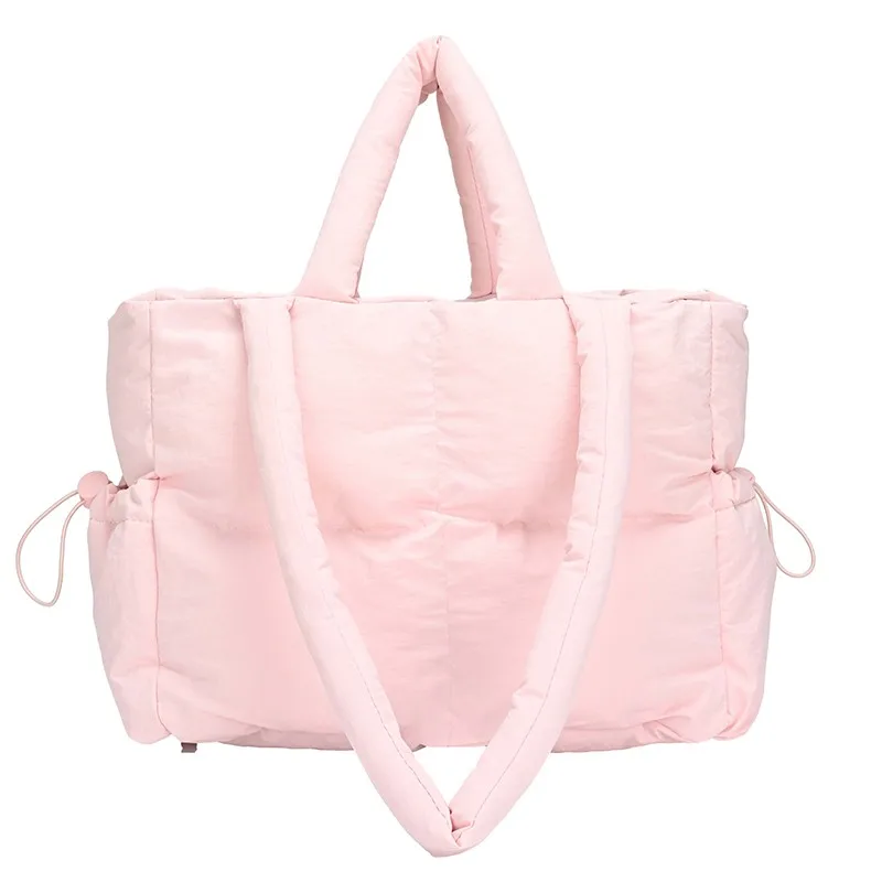 Women Gilrs Nylon Solid Color Shoulder Bag Top Handle Bags Solid Color Soft Handbags for School Work Shopping Travel Daily Use