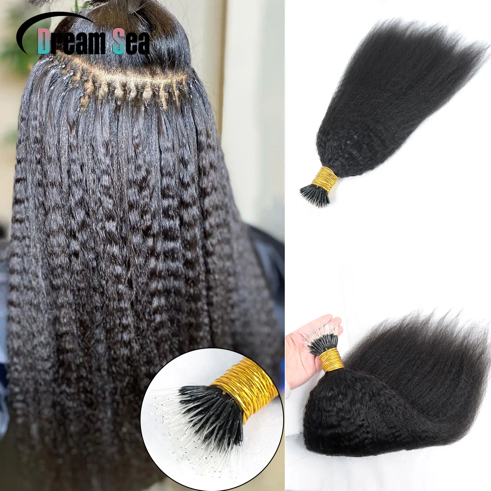 

100g F Tips Nano Rings Hair Extension For Black Women Microlinks Hair Extensions Kinky Straight Bundles Brazilian Hair Real Hair