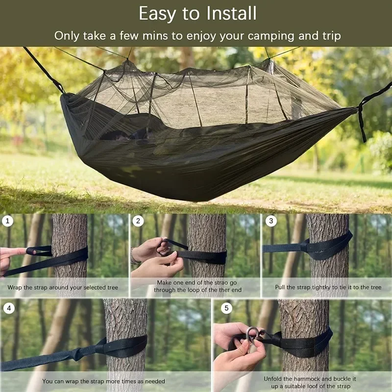 Camping Hammock with Net Lightweight Portable Double Parachute Hammocks High Capacity & Tear Resistance for Backyard Hiking camping hammock