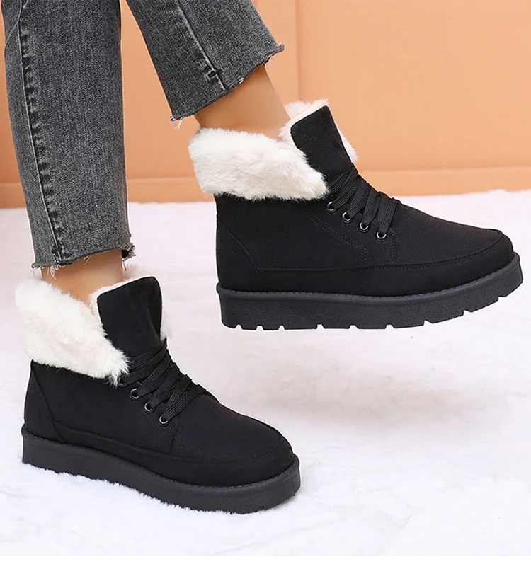 Women's Winter Snow Boots With Fur Lining And Low Heels_voghion.com