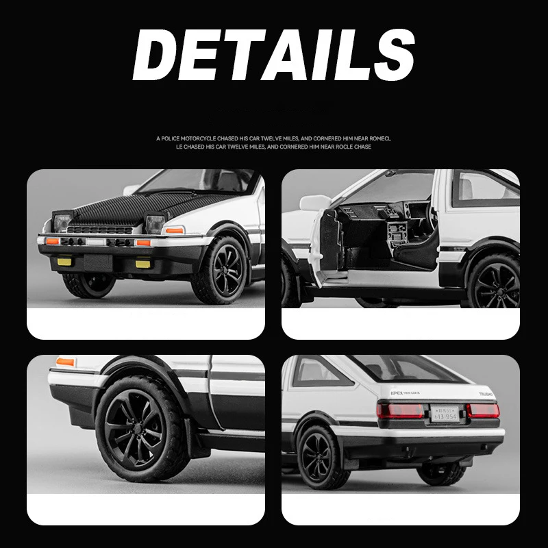 New 1:36 Initial D AE86 Alloy Car Diecasts & Toy Vehicles Metal Toy Car Model Sound and light Collection Kids Toy 4