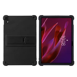 Soft Silicone Tablet Cover with Foldable Rear Kickstand for TB353FU TB353ZU (Black)