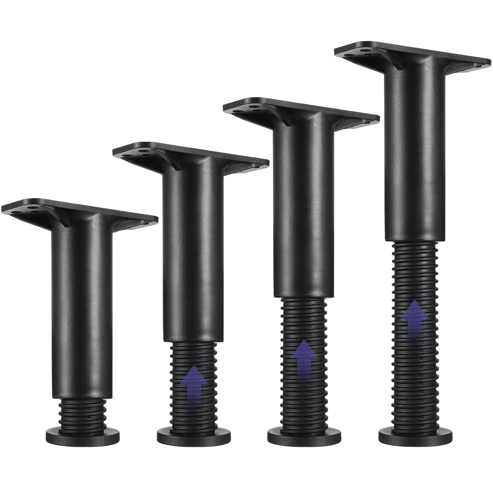 4 Pcs Bed Support Frame Adjustable Replacement Bedstead Black Black Bed Frames Plastic Steel Center
