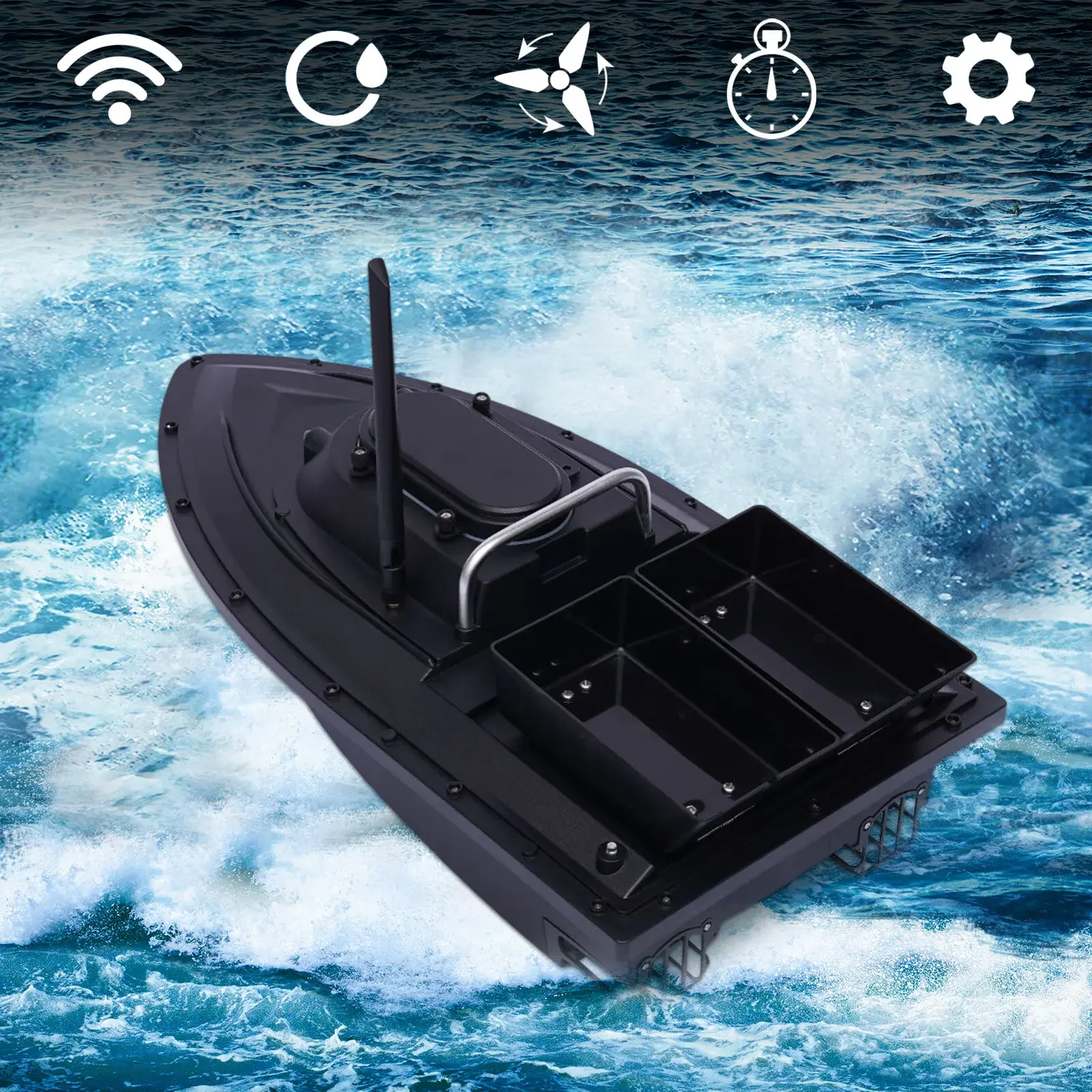 Bateau D'appât Automatique GPS Avec Conteneurs D'appâts Simples, Bateau