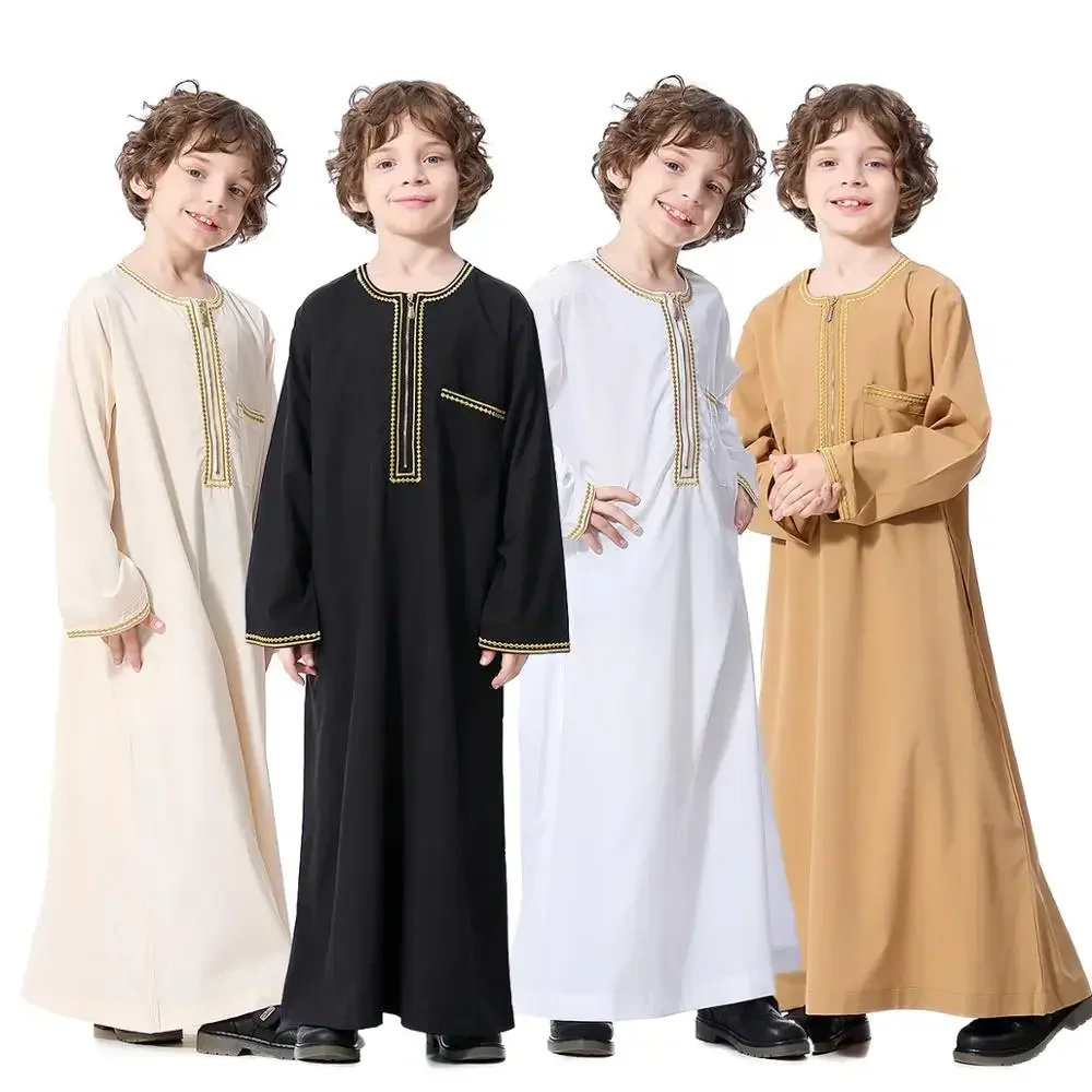 

Мусульманская Абая для детей, длительное платье для мальчиков, мусульманский Рамадан, детский кафтан, Дубай, Арабский кафтан, служба поклонения Саудовской Аравии