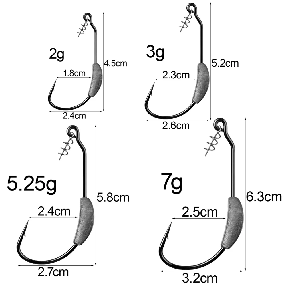 Jig Kurbel Kopf Stacheldraht Haken 2g 3g 5,25g 7g Weicher Köder Wurm Offset Angelhaken Frühling lock Pin Pesca für Texas Rigs Angelgerät – Detail 2