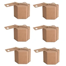 100 sztuk sześciokątny karton Kraft papierowe pudełko na cukierki opakowanie cukierków pudełko małe pudełko prezentowe pudełko na prezent ślubny tanie tanio CN (pochodzenie) basket