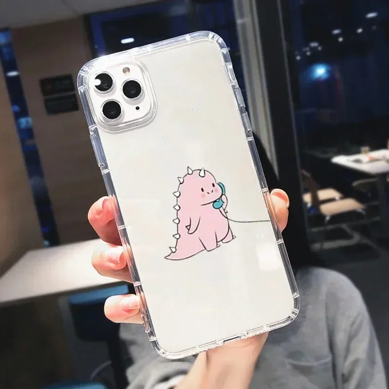 Adorable Dinosaur Couple Soft Clear Phone Case Cover