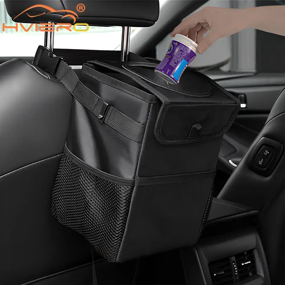 Trash Can Lid Storage Pockets Leak Proof Organizer Waterproof Garbage Multipurpose Bin For Car car trash can