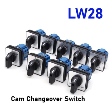 สวิตช์เปลี่ยนตำแหน่งแบบหมุน 1 ชิ้น 2/3/4 ตำแหน่ง 8 ขั้ว 500V 20A รุ่น LW28-20-LW26 1