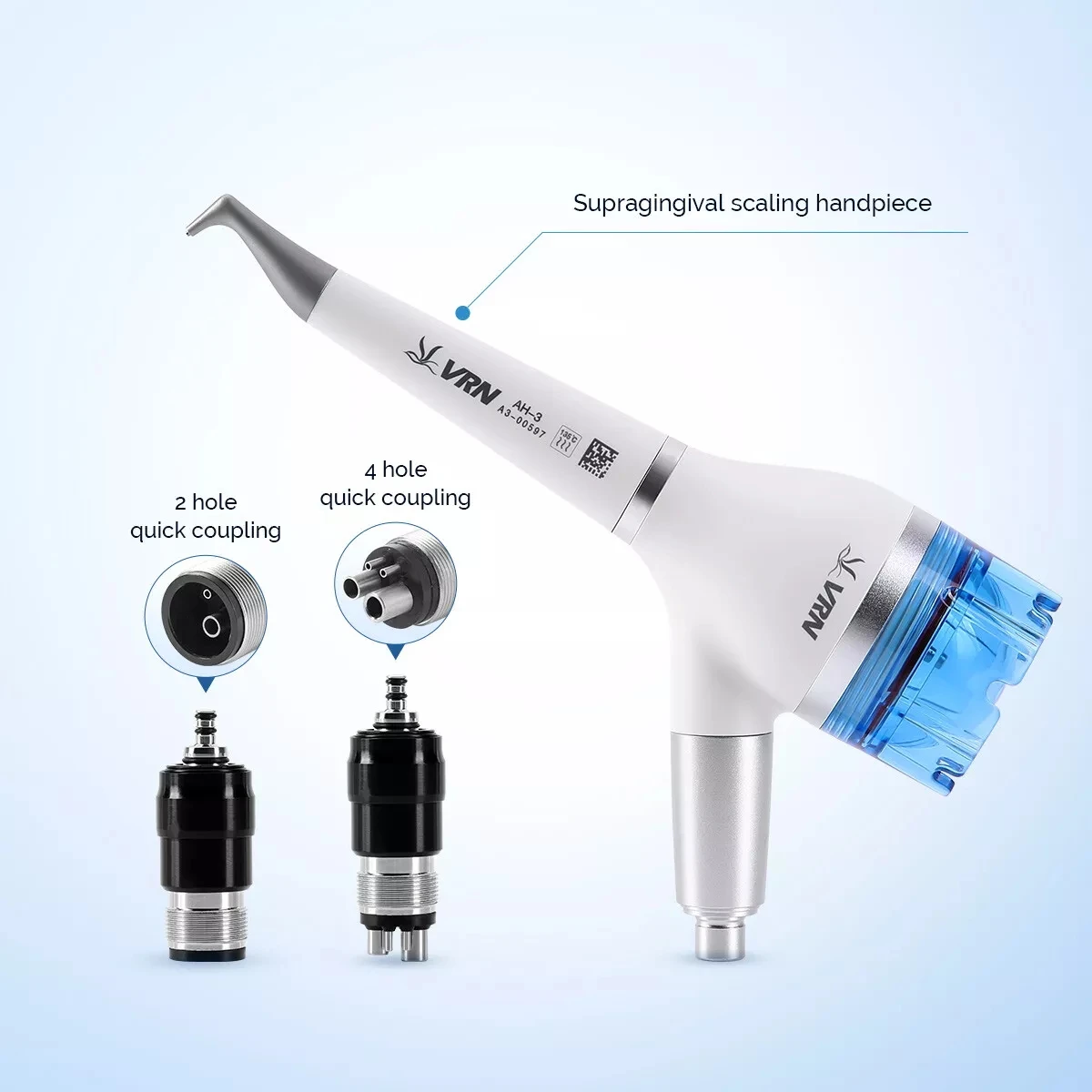 Dental Air Flow Polishing Handpiece - 4-Hole Teeth Sandblasting Spray Gun, Black