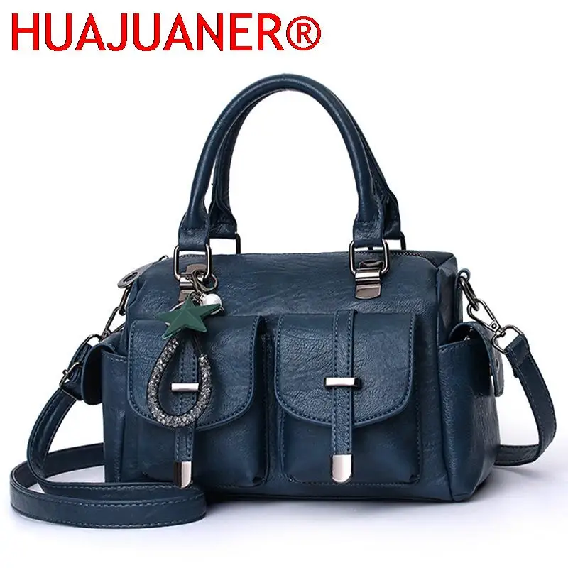 

2023 New Vintage Women Handbag Star Pendant Pillow Crossbody Bag Soft Leather Shoulder Bag Multi-pocket Top-handle Bag Totes sac