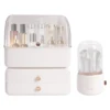 Large Makeup Organizer Make Up Cosmetics Plastic organizer box with Brush Holder Lid and Drawers 4
