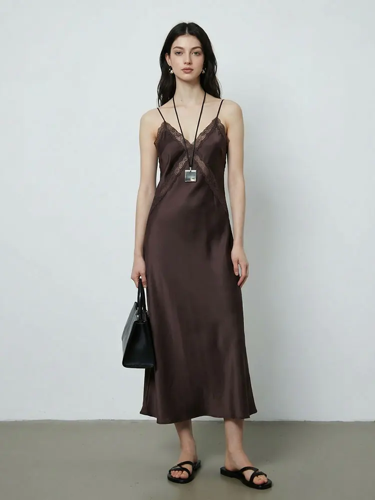 HH Women Sexy Lace Spliced Spaghetti Strap Long Dress Backless V Neck Sleeveless Dresses Summer Club Party Lady Evening Dress