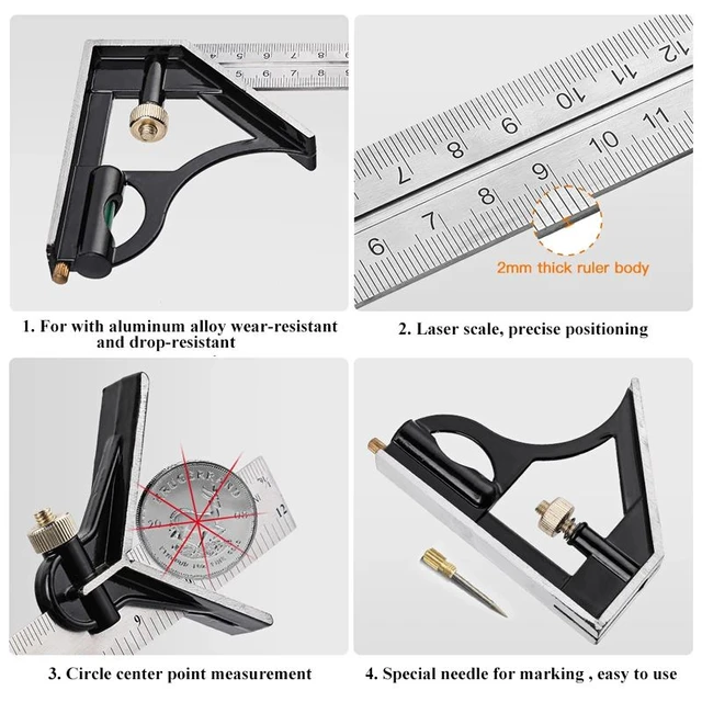 3 In 1 Square Angle Ruler Set Engineer Adjustable Combination Spirit Level  Ruler Combination Protractor Measuring Tool Set 300mm - AliExpress