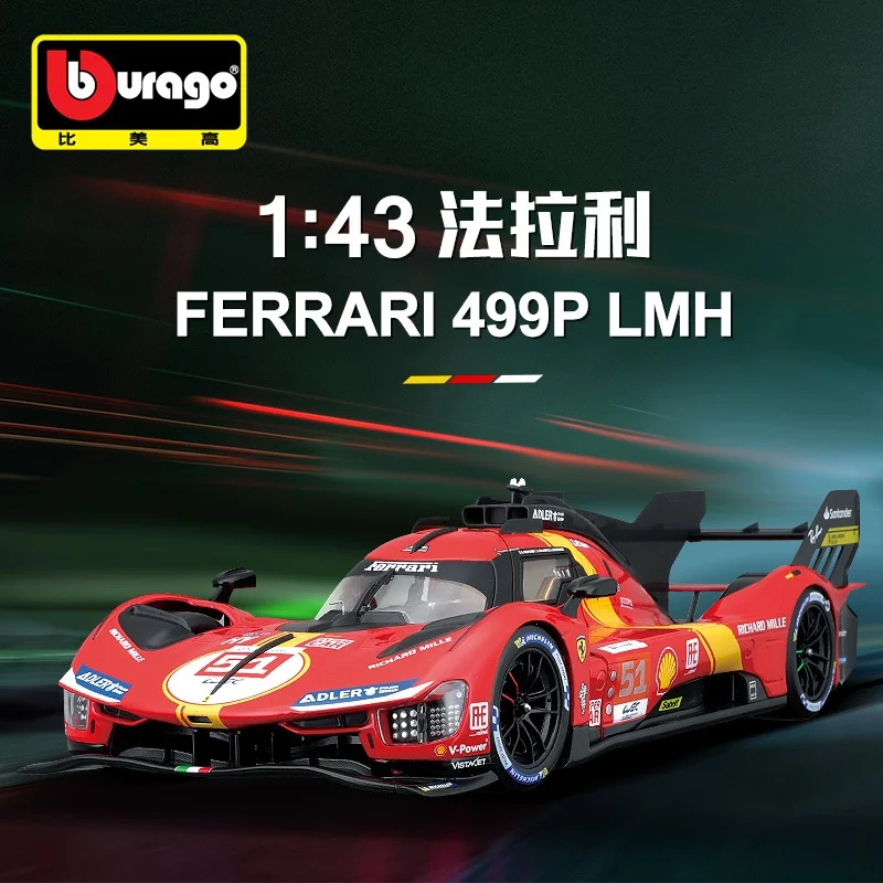 Original Bburago 1:18 1:24 1:43 Ferrari 499p Lmh #51 #50 Ferrari Model 2023 24h Le Mans Champion Ferrari Model Baking Paint Gift 4