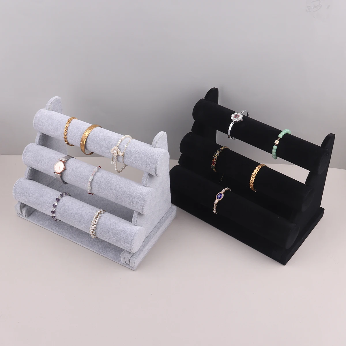 Hot Sale Three-layer Black/Gray Bracelet Jewelry Watch Display Stand Desktop Storage Props Jewelry Storage Stand