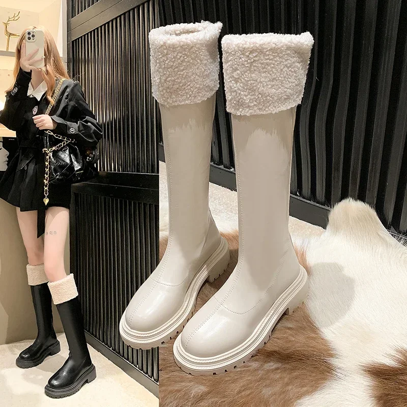 Korean-Fashion-Winter-Women-s-Boots-2023-New-Simple-and-Versatile-White ...