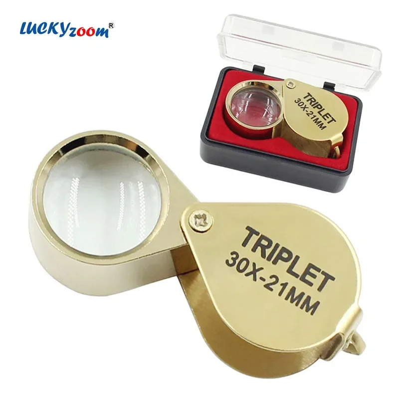 

30X складной карманный Ювелир Лупа золотой цвет складное увеличительное стекло портативное ювелирное изделие Лупа монокль Мини микроскоп Лупа