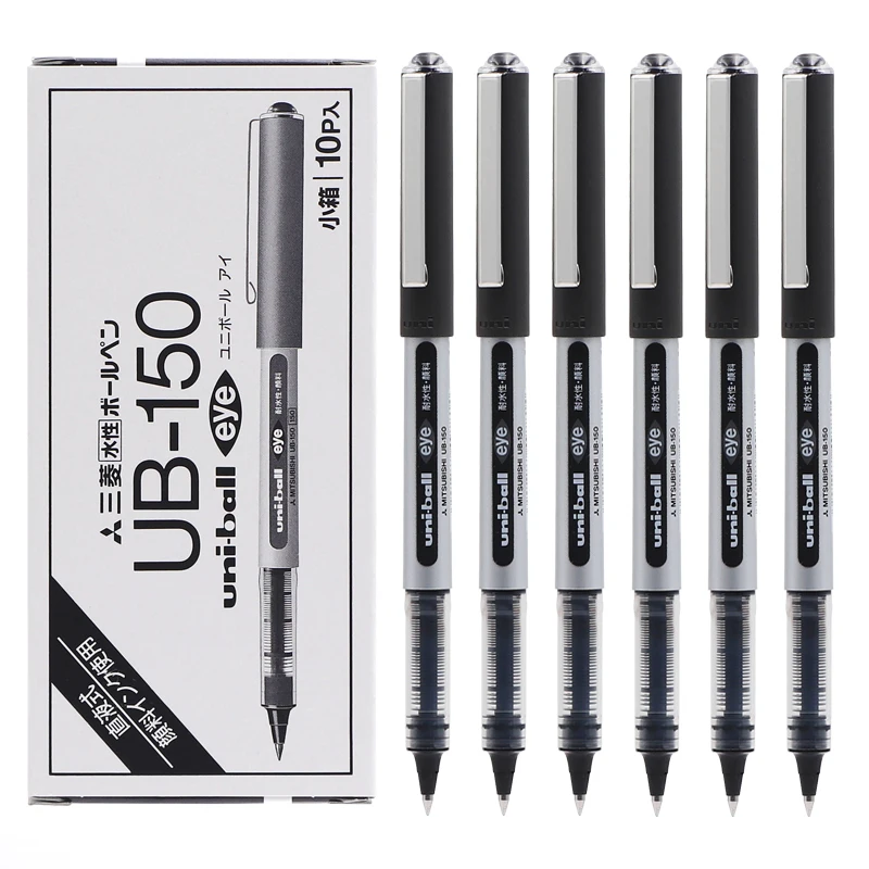 Uni-Ball Eye Micro Gel Pen, 0,5mm, preto, azul, vermelho, caligrafia, Smooth Ink Flow, Smooth Rollerball, UB-150