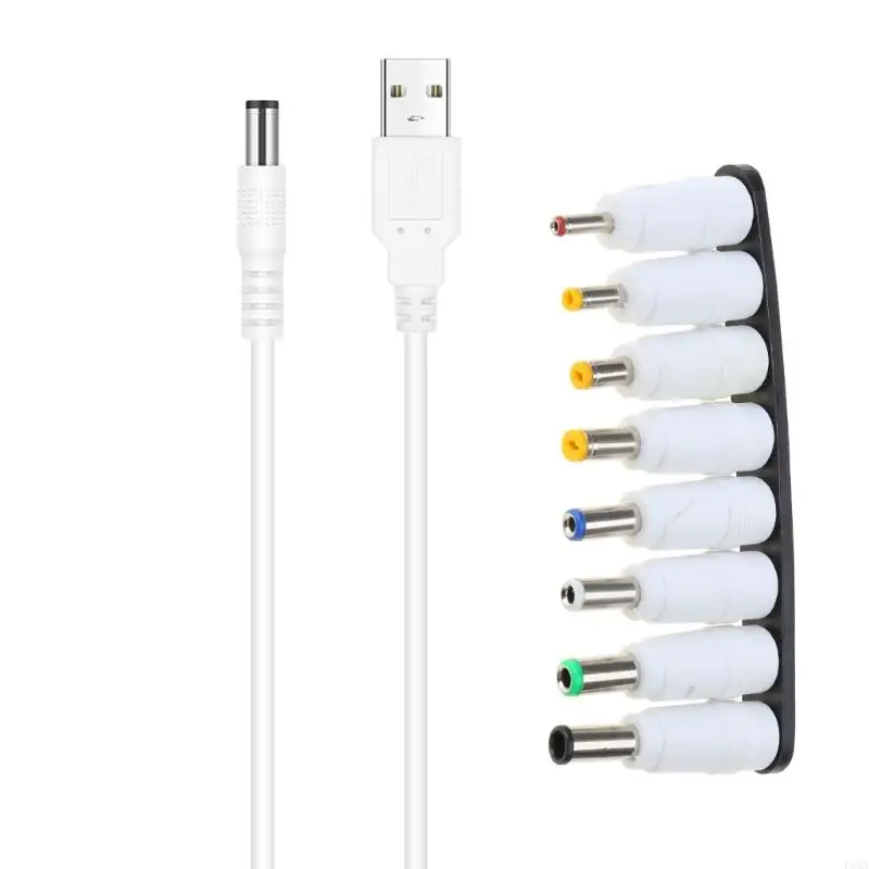 Universal 8 in 1 USB to DC5V Power Cable with 8PCS DC5521 5525 1735 4017 Plugs For Various Devices Power Charging,charging cable,usb charging cable
