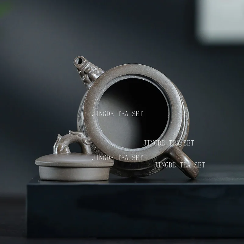 260ml Yixing Ceramic Teapot Household Purple Clay Kung Fu Tea Set Chinese Teapot Hand Carved Palace Lantern Pot