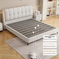 Lit blanc crème moderne minimaliste chambre principale cadre de lit lumière luxe bases confortables e armações de cama meubles d'intérieur 6