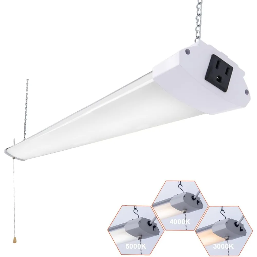 1 Pack LED Shop Light 4FT 48W Linkable Utility Integrated Ceiling Lighting Fixture, 3 Colors Selectable Hanging&Ceiling Mount