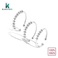 KASANIER S925 Sterling Silver U Shape Fidget Rotate Freely Beads Spiral Rings For Women Men Anxiety Antistress Spiral Beads Gift 1