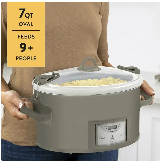 7-Quart Cook and Carry Programmable Slow Cooker, Grey 3