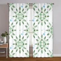 2pcs, Popular Curtains Boho Eucalyptus Leaf Pattern Polyester Easy Install (without rod) Decorations Clearance Perfect for 1