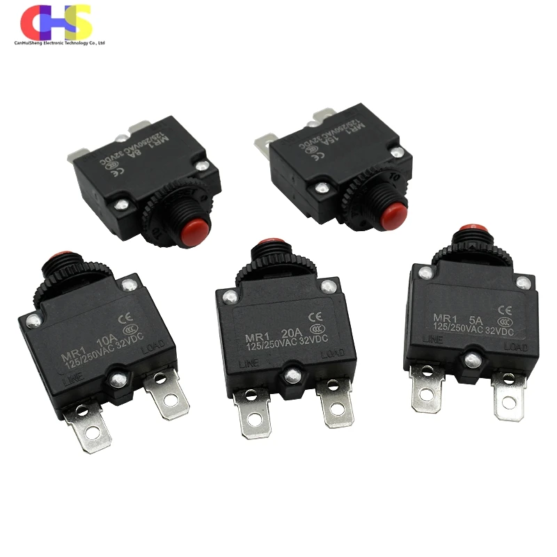 (1-10PCS) MR1 Manual Reset Circuit Breaker 3A 4A 5A 6A 8A 10A 12A 15A 20A 25A 30A Thermal Current Overload Protector Switch Fuse