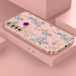 Custodia per telefono in silicone floreale elegante con protezione per l'obiettivo in placcatura e design antiurto